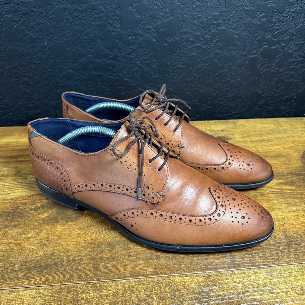 Ted Baker TRVSS 230597 Tan Brown Leather Wingtip Brogue Oxford Mens Size 11